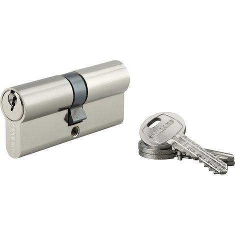 Thirard – Cylindre de serrure double entrée 35X35 sur passe T25/T75-PTT – Laiton nickelé – 3 clés fournies – Pour portes d'entrée et halls