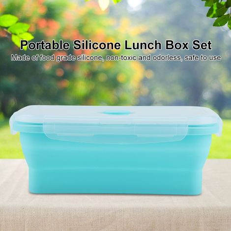 Boîte à lunch pliable en silicone portable, compatible micro-ondes, verte, 800 ml (1/4)