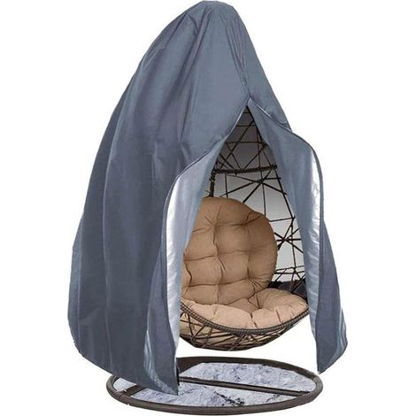 Housse pour fauteuil suspendu en rotin tressé imperméable et anti-poussière avec fermeture éclair, idéale pour une balançoire d'extérieur. (1/4)