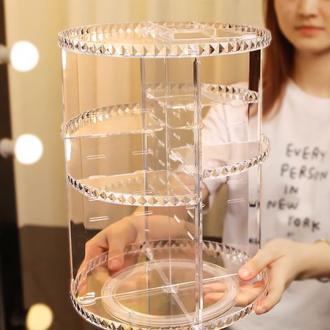 Organisateur de Maquillage Rotatif Transparent 360° Grande Capacité pour Tiroir (1/2)