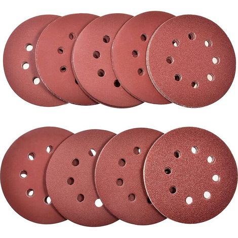 Disque De PonçAge, Disque Abrasif, Papier Sablé, Papier De Verre Pour Grain De Ponceuse Circulaire 60/80/120/180/240/320/400/600/800-125 Mm Disques De PonçAge Tampons 108 Pcs (1/5)