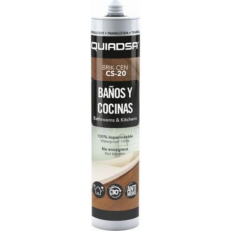 Adhésif d'étanchéité spécial pour salles de bains et cuisines Brik-Cen Cs-20 Quiadsa Brik-Cen Cs-20 Blanc Cr de 280 ml. (1/2)