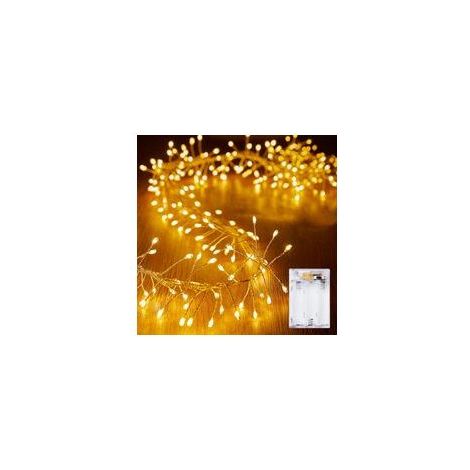 Batteriebetriebene Lichterkette, 3 m, 100 LEDs, Wunderkerzen, wasserdichter Silberdraht, Sternen-Glühwürmchen-Muster, für Kränze, Unkrautdekoration, Weihnachtsdekorationen im Innen- und Außenbereich (1/5)