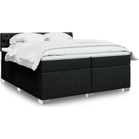 Boxspringbett mit Matratze Schwarz 200x200 cm Stoff (1/5)