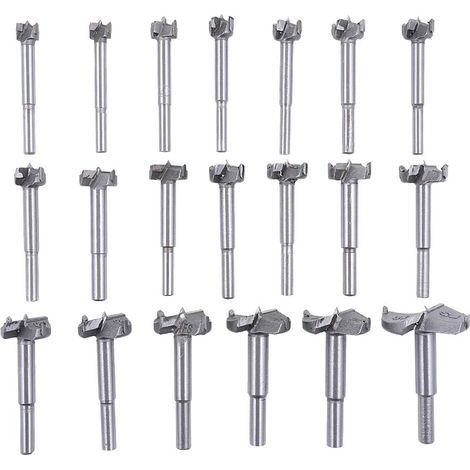 Juego de 20 brocas, sierra de corona de acero de tungsteno para carpintería, abrebrocas para madera, herramienta de perforación y corte de vástago redondo (14 mm-50 mm). (1/5)