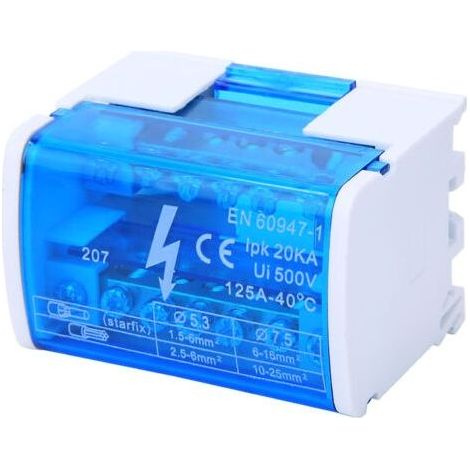 Boîtier de distribution terminal rail DIN à 2 niveaux monophasé avec couvercle anti-poussière transparent 207 (1/5)