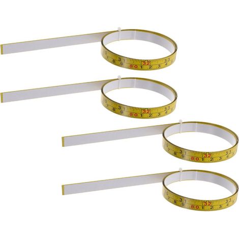 Lot de 4 Règles Adhésives en Acier 1 Mètre Mètre Ruban Plat Auto-Adhésif Double Échelle Métrique Ruban de Mesure Autocollant pour Travail du Bois et Bricolage Retrait Propre