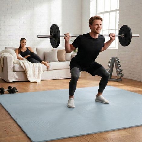 54 Puzzlematten Bodenschutz Fitness - 30x30 Grau - Sport Bodenmatte Home Gym