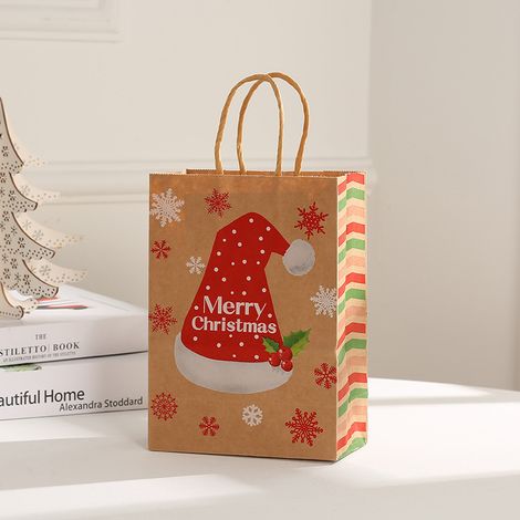 Pack de 12 sachets cadeaux de Noël avec poignées - Design sapin et renne - Poches en papier kraft pour présents, friandises et décorations de fête