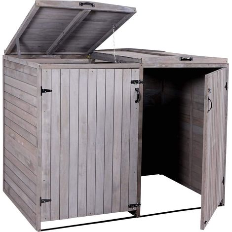 Pattumiera da esterno per ospitare contenitori spazzatura fino a 4 bidoni 126x158x98 cm in legno certificato FSC grigio antracite 040005611
