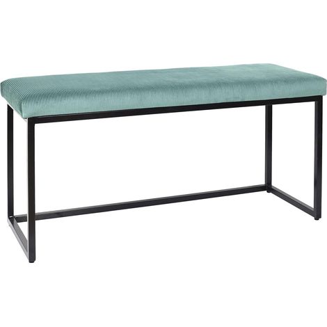 Banc bleu velours cotele 100x48x38 cm