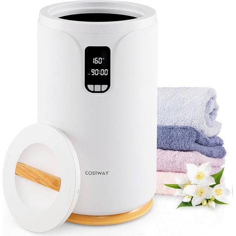 COSTWAY Scaldasalviette Secchio 20L con Luce LED, Secchio Scaldasalviette Elettrico per Bagno e Spa, Scalda Asciugamani con Timer, Blocco per Bambini, per 2 Asciugamani, Bianco (1/5)