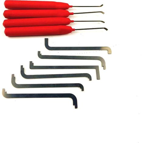 Lot de 4 outils de crochetage de serrure de porte plate avec 6 clés de tension, kit de déverrouillage, outils portables et utilitaires (1/5)