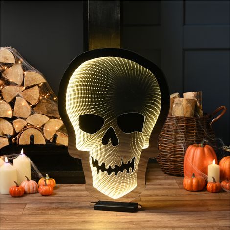 60cm Light up Halloween Skull Infinity Decoration with Warm White LEDs