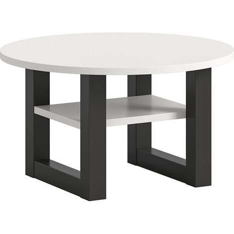 Seattle table basse Ø75 cm 1 étagère blanc. (1/4)