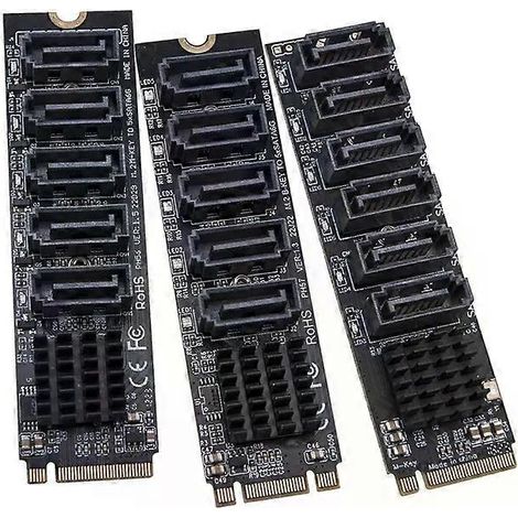 M.2-zu-SATA-Adapter M.2 NGFF NVMe auf SATA30-Erweiterungskarte B+M-Key M-Key auf 5/6 SATA30-Ports 6 Gbit/s Controller-Riser für HDD/SSD (1/4)