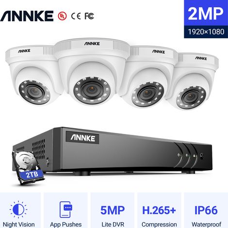 Annke – Kit de vidéosurveillance 8CH 3K avec 2 caméras HD 1080P – Vision nocturne 30m – Détection IA – Enregistrement H.265 Pro+ – Accès à distance - 41080P (1/5)
