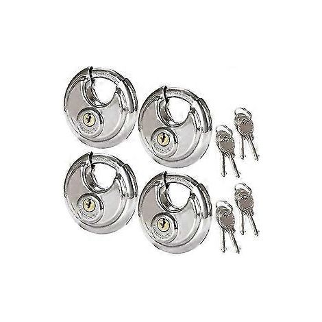 Lot de 4 cadenas de sécurité circulaires en acier inoxydable, cadenas à disque résistants à la rouille (1/4)