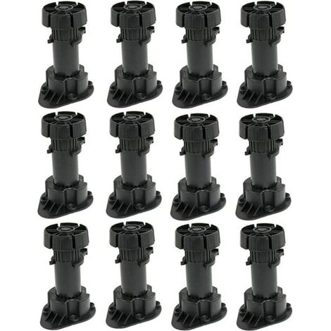 CCYKXA 12 Pcs Adjustable Furniture Legs Plastic Cabinet Feet with Clip Base Height 120-150mm (1/4)