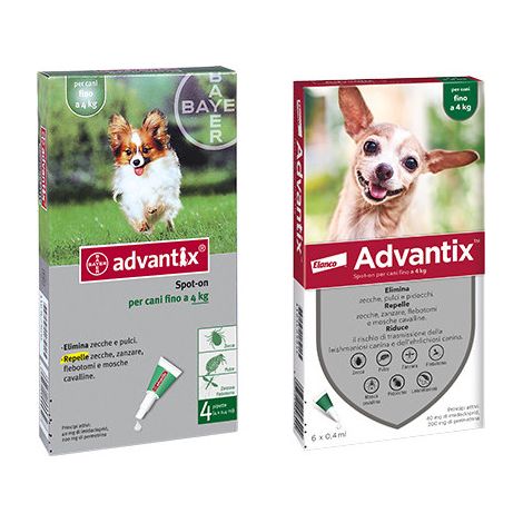Advantix pour chiens jusqu'à 4 kg – 6 pipettes de 0,4 ml – Protection antiparasitaire