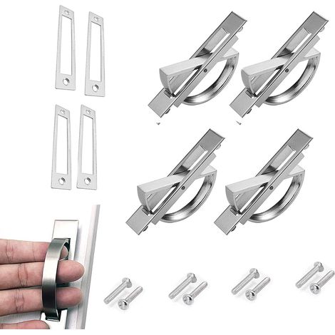 4pcs 180 °rotative à Poignée de Porte Encastrée Poignée dissimulée Tatami Poignées Cachées en Alliage de Zinc pour tiroirs, armoires, coiffeuses, 85mm (1/5)