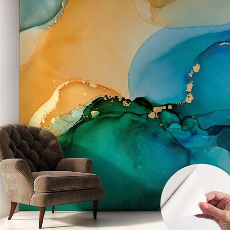 Fotomurale adesivo - Carta da parati adesiva - per la cucina camera da letto per la soggiorno - Onde colorate 250x250 cm (1/5)