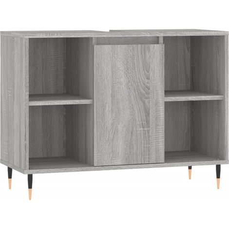 Armoire salle de bain,Meuble de Rangement Toilette sonoma gris 80x33x60 cm bois d'ingénierie -24741 (1/5)