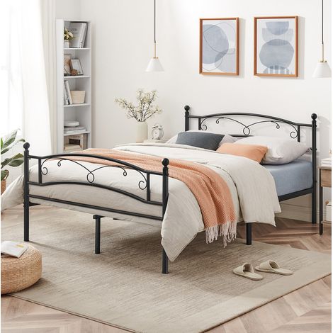 Songmics – Lit adulte 140 x 190 cm – Cadre en métal noir – Montage facile – Capacité de charge 240 kg – Design minimaliste (1/5)