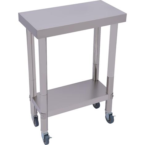 Edelstahl Arbeitstisch Edelstahltisch mit Rollen, Arbeitstisch Gastronomie Küchentisch Edelstahltisch Zubereitungstisch mit Rollen, Lebensmittel Arbeitstisch für Küche Bar (60 30 85cm)