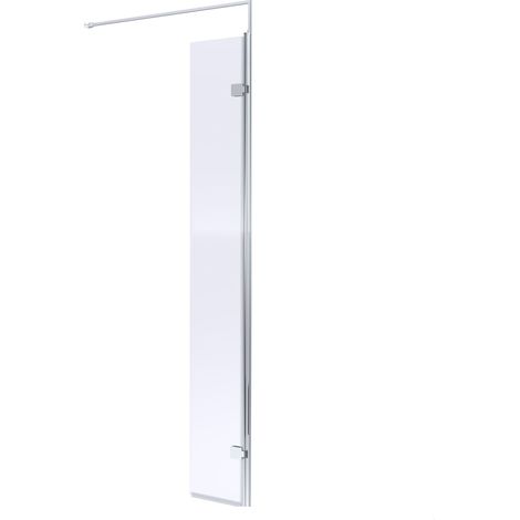 Balterley Drakelow Contemporary Bathroom 8mm Glass Wetroom Swing Screen with Support Bar, Chrome Finish, 1950 x 322 x 27mm