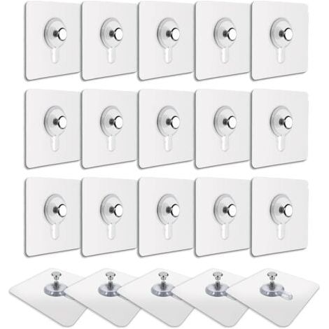 20 ganchos para cuadros sin taladrar, fijación sin taladrar, gancho para marco sin taladrar, adhesivo impermeable y extraíble, adhesivo transparente. (1/5)