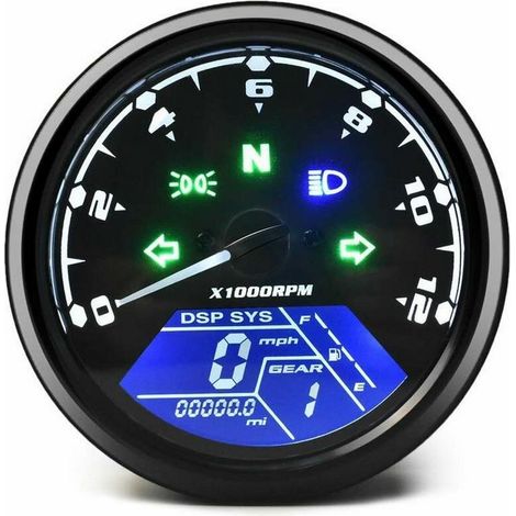 Compteur kilométrique de Moto Universel LCD Compteur de Vitesse numérique jauges de tachymètre avec veilleuse adaptée à la Moto 12V la Plus Populaire (1/3)