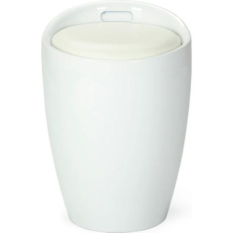 ORION91 Low Stool HUNFREY with ABS and High-Quality Synthetic Leather Seat (51 x 36 cm) in White for Bar, Restaurant, Office, or Kitchen use, perfect as a modern seating solution. (1/5)