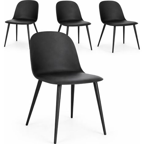 Lot de 4 chaises ELLA – Acier peint & polypropylène-Noir (1/5)