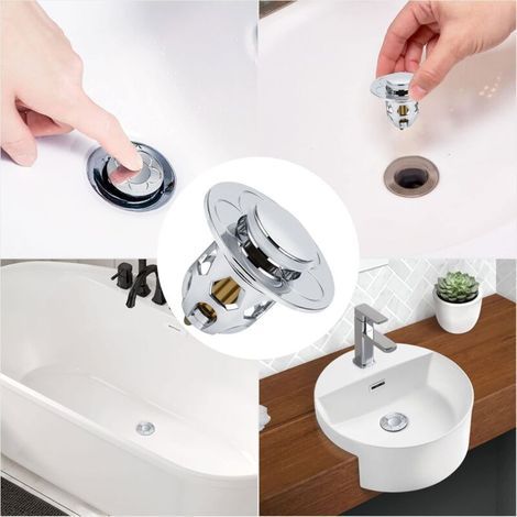 Tapón de desagüe universal emergente de 2 piezas para fregadero, desagüe emergente con filtro antiobstrucción, tapón para bañera y fregadero de cocina, filtro para cabello - Orificio de desagüe de 34- (1/5)