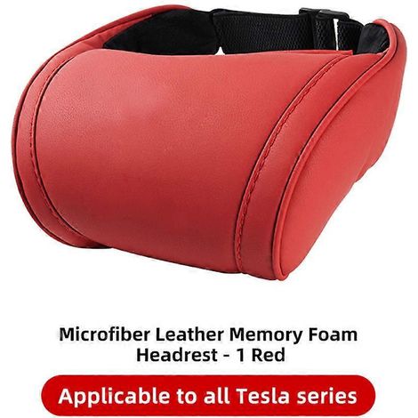 Oreiller de voyage pour appui-tête de siège Tesla Model 3/Y/X/S, en cuir PU et mousse à mémoire de forme - 1 pièce rouge (1/5)