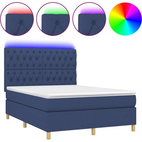 Maison Exclusive - Boxspringbett mit Matratze & LED Blau 140x200 (1/5)