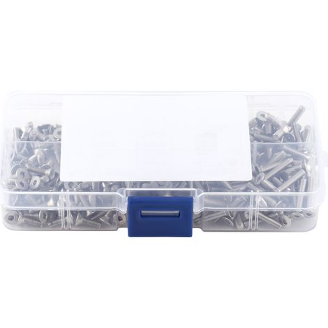 Assortiment de 300 Vis M3 Hex Socket à Tête Plate en Inox A2, Kit de Rangement avec Boîte Transparente pour Outillage et Réparation (1/5)