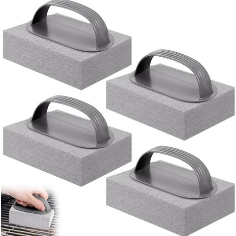 4Pcs Brosse Piscine Pierre Ponce avec Poignée, Pierres Nettoyage Grilles Barbecue Réutilisables, Brosses Ponces Briques Nettoyant Ergonomiques pour Nettoyer Griller Cuisinière, Plancha, Four, Carreaux (1/5)