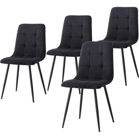 4er-Set Esszimmerstühle Cord Schwarz mit Metallbeinen (1/5)