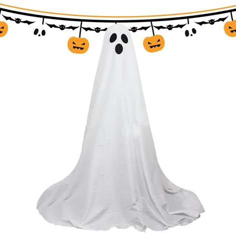 Décorations Fantômes Intérieur avec lumières LED et Grands Accessoires Figurines lumineuses en tissu blanc d'Halloween Pour extérieur jardin maison hantée pièce pelouse clôture (1/5)