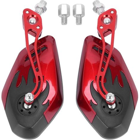 Lote de 2 rétroviseurs Universes para moto, rotación de 360°, rétroviseurs latéraux 8/10 mm, noir et rouge. (1/5)
