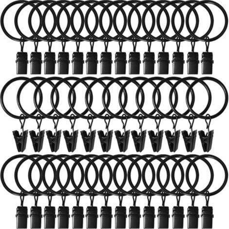 45 Pieces Metal Curtain Rings with Clips, Rustproof Curtain Rings, Metal Curtain Hooks, Curtain Rod Rings for Shower and Window Curtains (1/4)