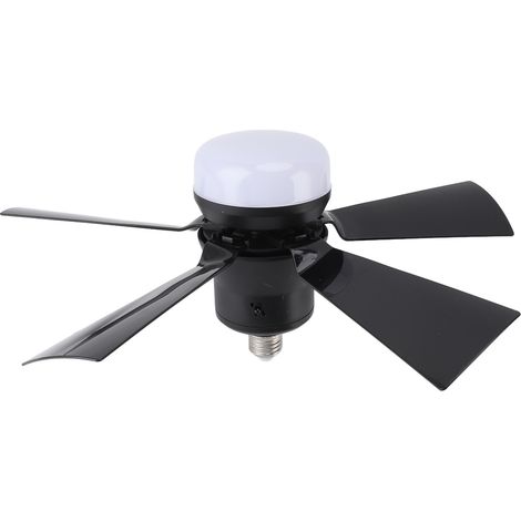 Ventilateur de plafond à intensité variable avec 3 températures de couleur, 3 vitesses de ventilation, minuterie (1-2-4 heures), douille E25, télécommande, pour chambre et cuisine, 85-265 V, noir (1/5)