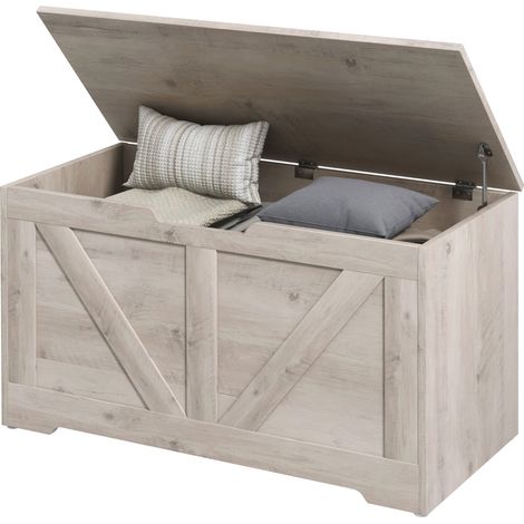 Coffre de rangement pour chambre à coucher 100L avec couvercle à charnière de sécurité 80x40x45 cm Gris (1/5)