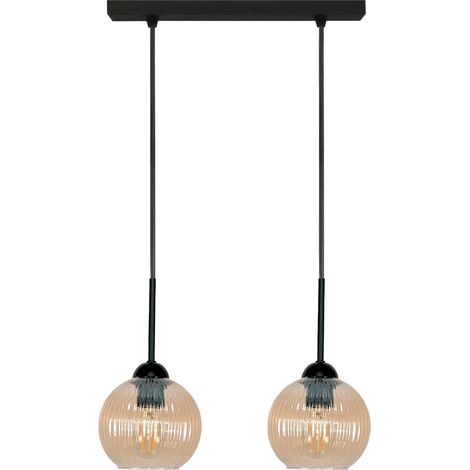 Lampada a sospensione da soffitto, a sbalzo, a striscia, sopra il tavolo, PER la cucina, paralume ambrato, 2xE27 verticale, 15-038 (1/5)