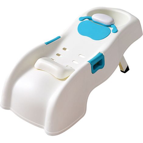 Table de shampoing pliable bébé blanc, chaise lavage cheveux enfant en plastique, lit plat inclinable pour salle de bain (1/5)