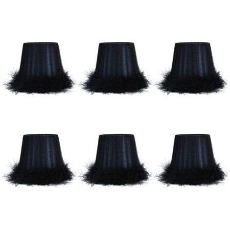 Set of 6 blue feather fabric lampshades for hotel chandeliers or wall sconces, with protective covers. (1/5)