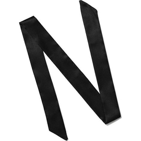 Ruban fin et doux pour la tête, foulard long en imitation soie, ruban décoratif pour femme, bandeau pour cheveux-Black (1/5)