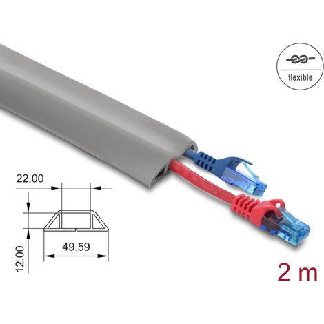 Delock Kabelkanal PVC flexibel 50 x 14 mm - Länge 2 m grau
